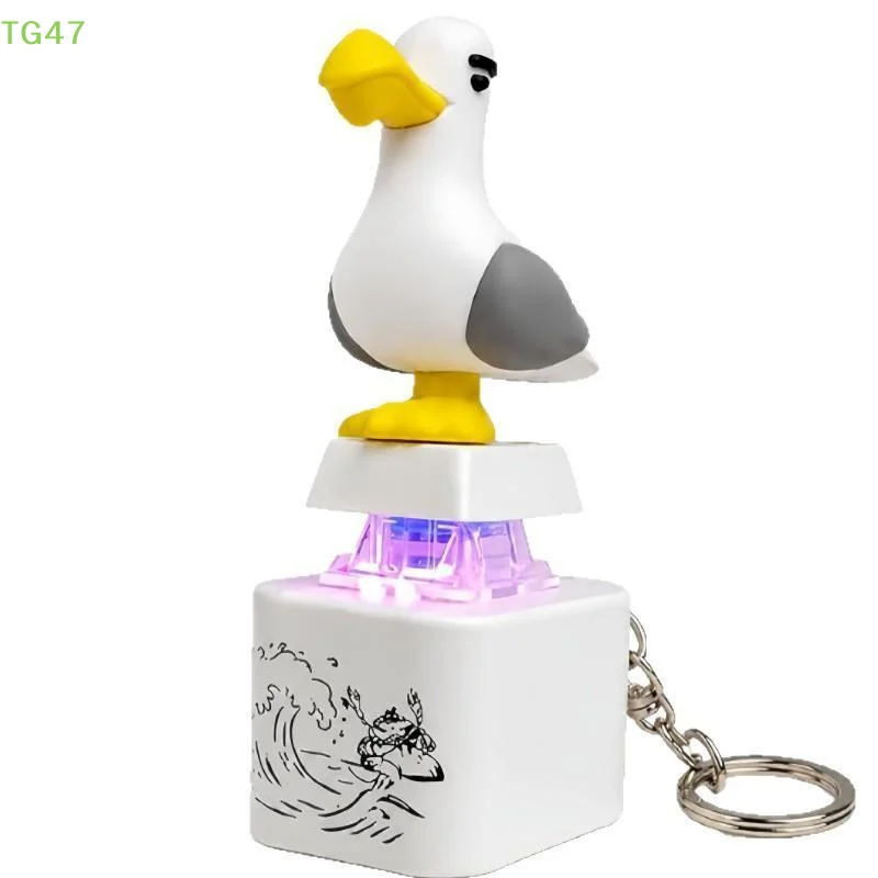 【LS】Seagull Mine Keychain Button With Sound LED Keyboard Clicker Toys Stress Relief Animal Keycaps Funny Gift