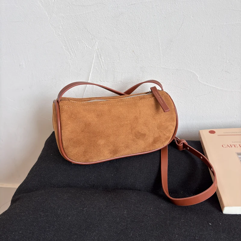 

Large Capacity Hasp Sewing Thread Faux Suede Shoulder Bags for Women 2025 New High Quality Commute Design Crossbody Bags