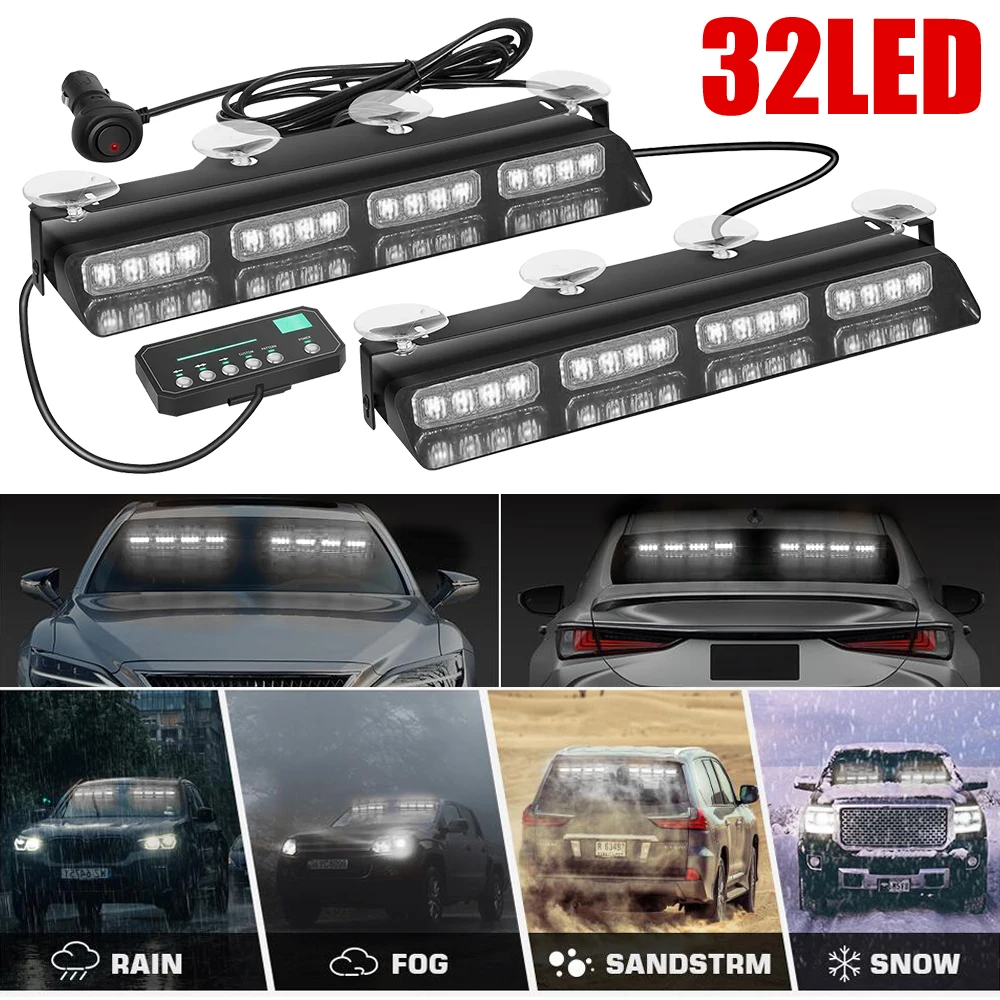 32LED Beads in 1 Emergency Strobe Safety Warning Light Flashing Warning Light Explosion Flashing Light Car Modification Light