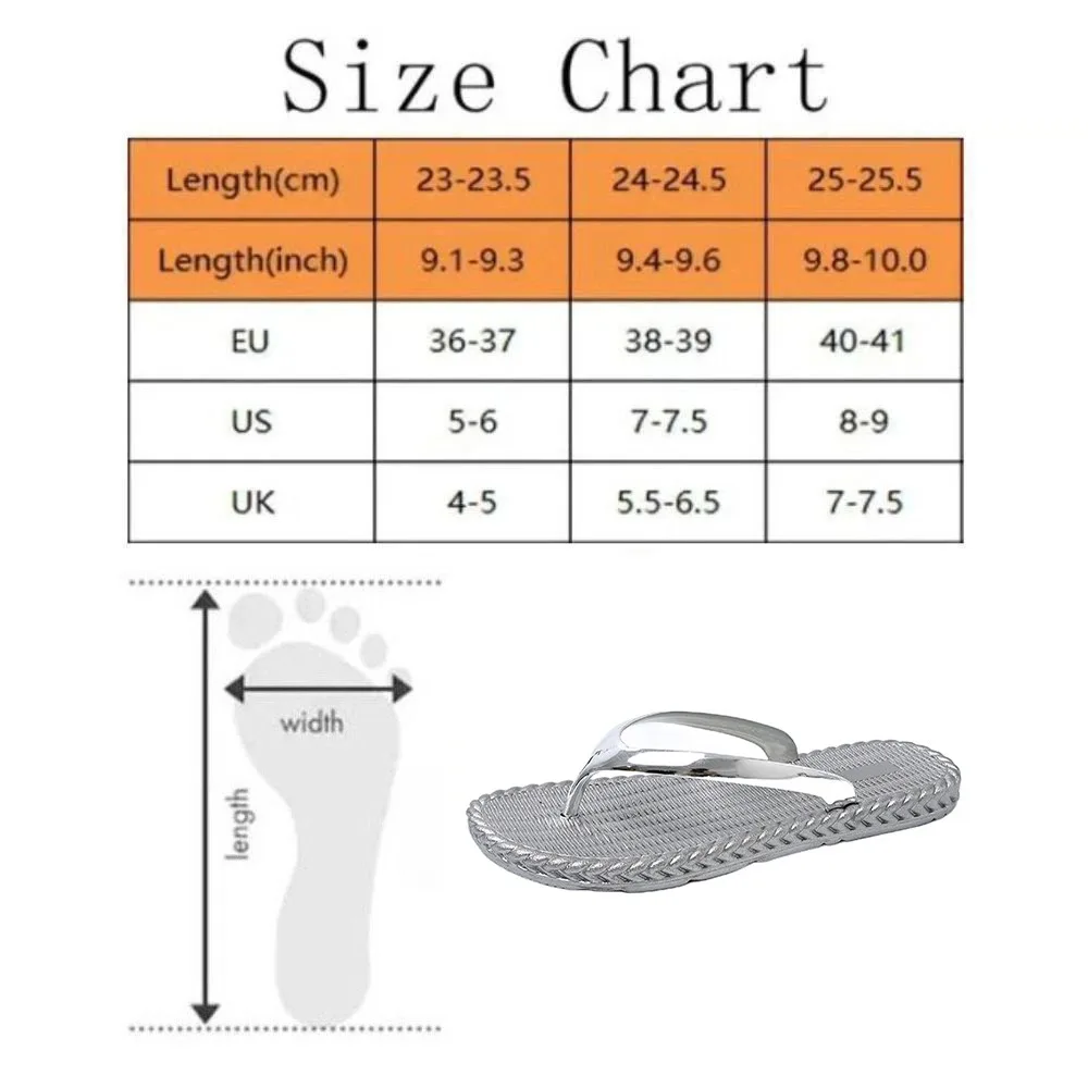 Sweet Holiday Silver Glossy Flip Flops Waterproof Non-Slip Seaside Sandals Flat Gold Vacation Beach Slippers Swimming view 6