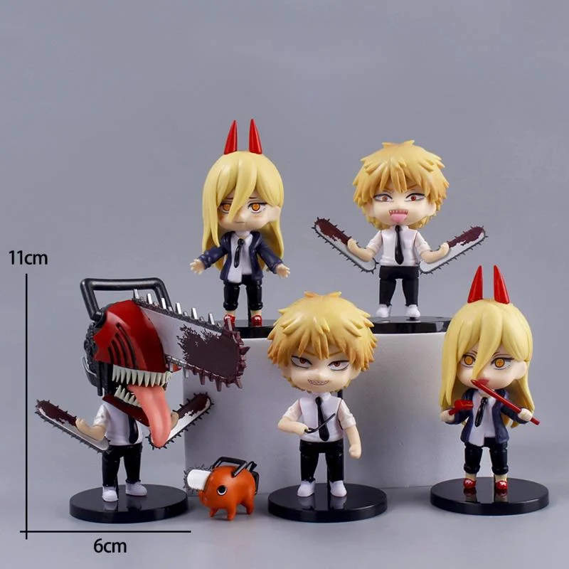 New In Stock 6Pcs Set Chainsaw Man Anime Figure PVC Denji Pochita Collection Action Figures Model Set Toys Anime Dolls Kids Gift