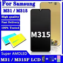 Super AMOLED per Samsung M31 LCD M315 M315F SM-M315F Display LCD Touch Screen Digitizer parti di riparazione M31 Display M315 LCD