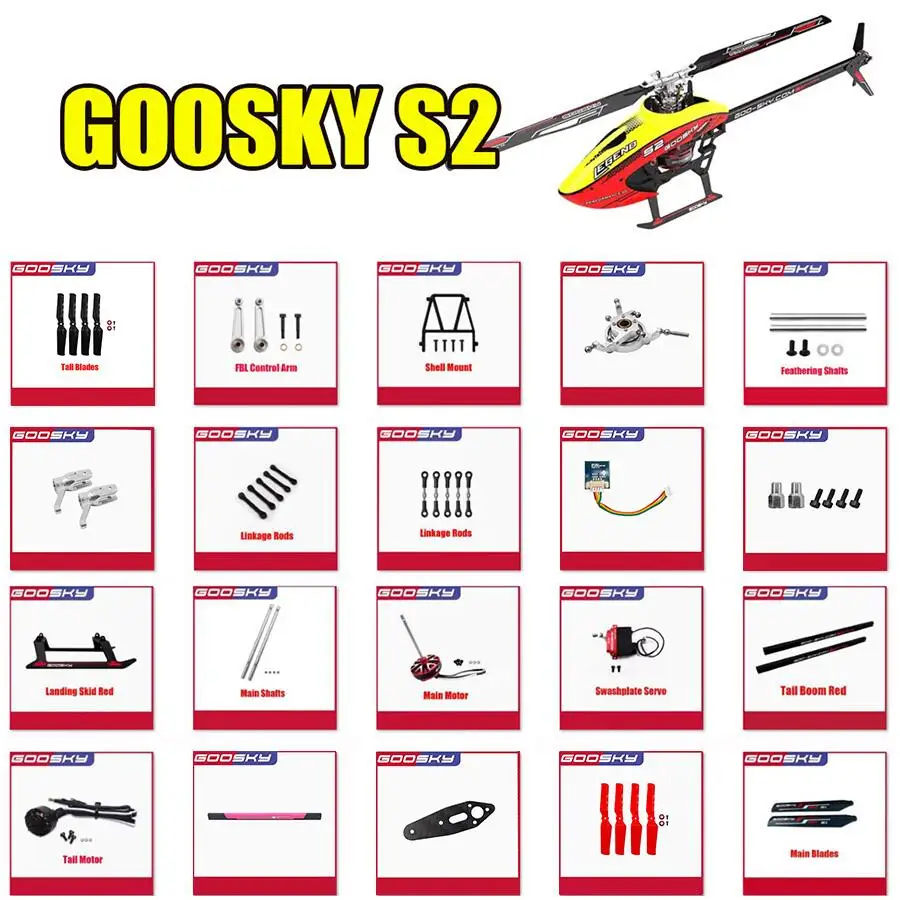 Acessórios de substituição do kit de helicóptero Goosky S2 originais em estoque para aficionados e profissionais