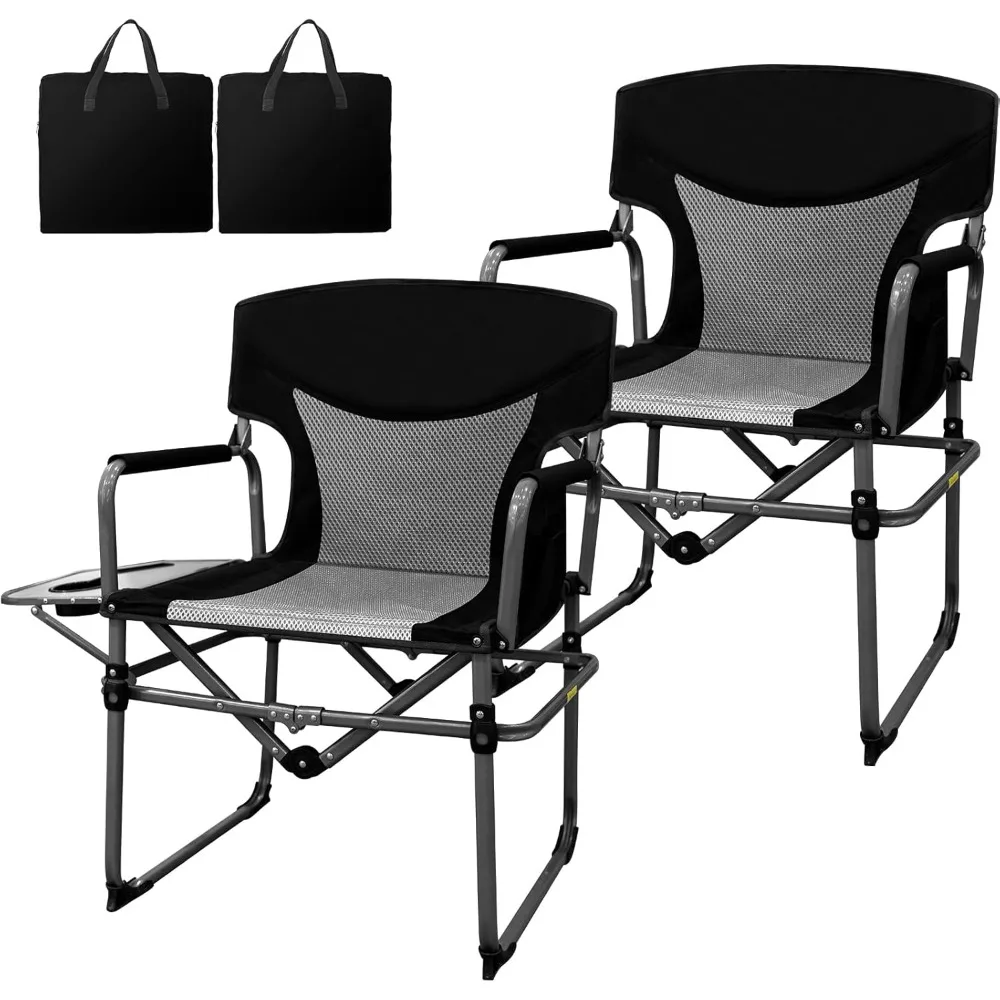 

Стулья директора для улицы, складной стул для кемпинга, компактное кресло директора, приставной столик и боковая сумка, сверхпрочный большой размер