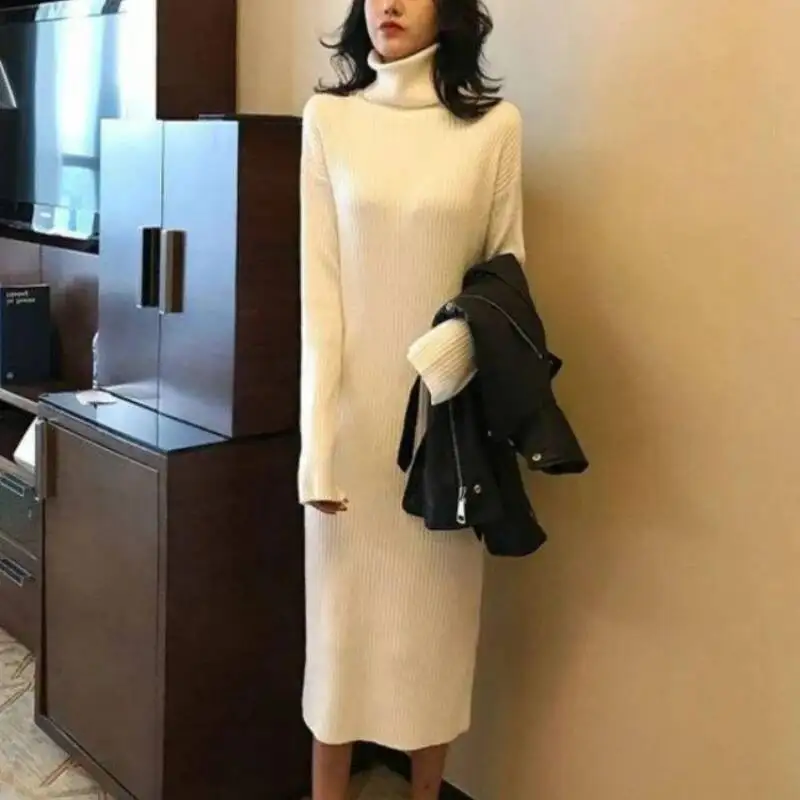 

Split Female Knit Dress One Piece Women S Crochet Dresses Turtleneck Designer Pieces G Autumn And Winter Chic Elegant Pretty X