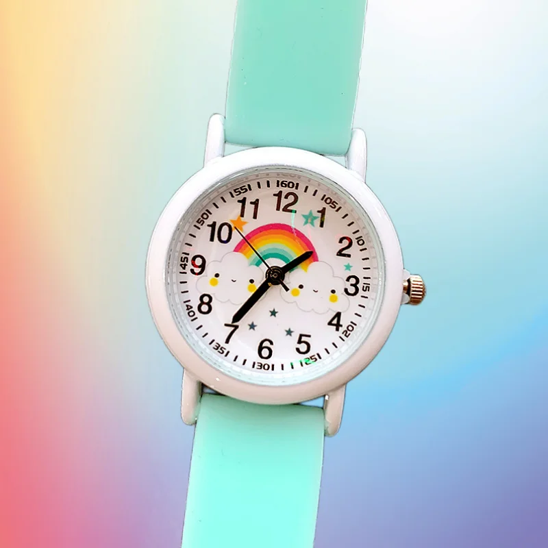 New fashion rainbow cloud luminous silicone strap children\'s watches cute cartoon quartz watch girls watch wholesale