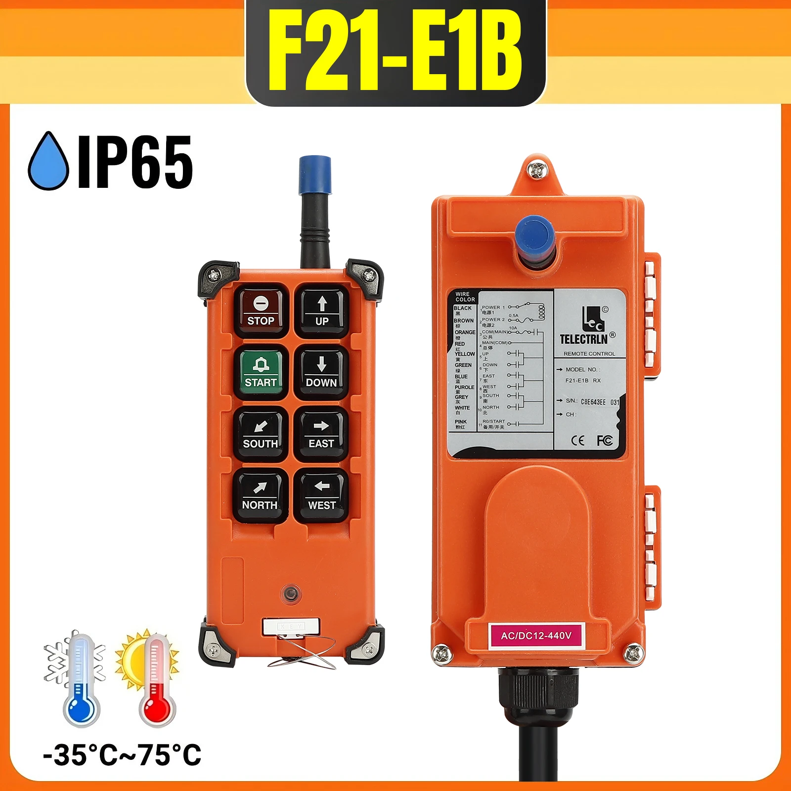 

F21-E1B 6-кнопочный промышленный беспроводной радиокран, переключатели дистанционного управления, подъемный верхний мост, управление подъемом крана