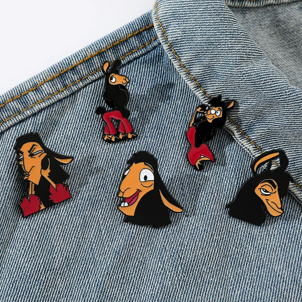 6 قطعة الكرتون أنيمي الإمبراطور الأخدود الجديد الإبداعية اللاما رائعة الفردية بروش مغناطيس الثلاجة هدية الزخرفية