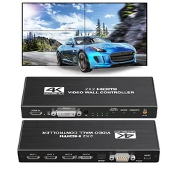 2x 2 kontroler ściany wideo procesor 1x2 1x3 1x4 2x1 3x1 4x1 4K DVI HDMI kontroler ściany wideo wideo telewizyjne szwy procesor ściany