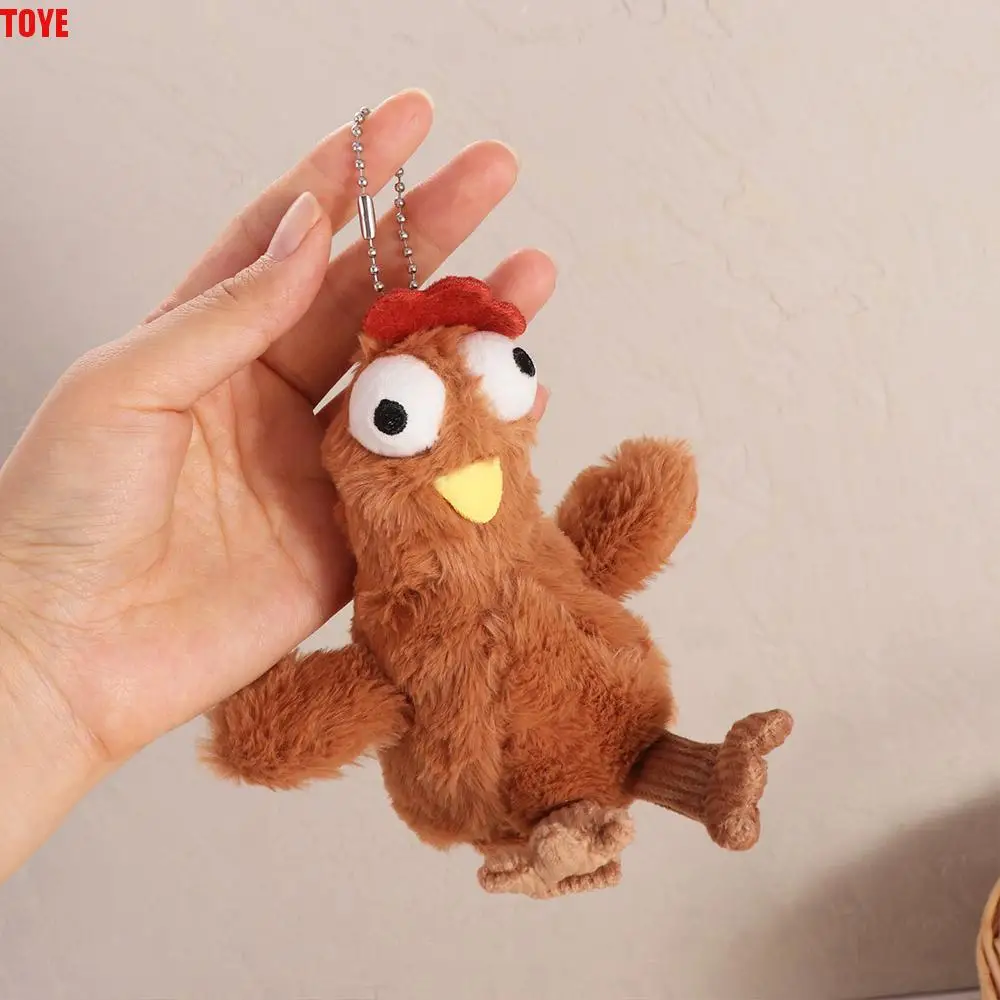 

Funny Rubber Plush Chicken Keychain Simulation Doll Hens Key Ring Cartoon Soft Egg-laying Animal Key Holder Boys