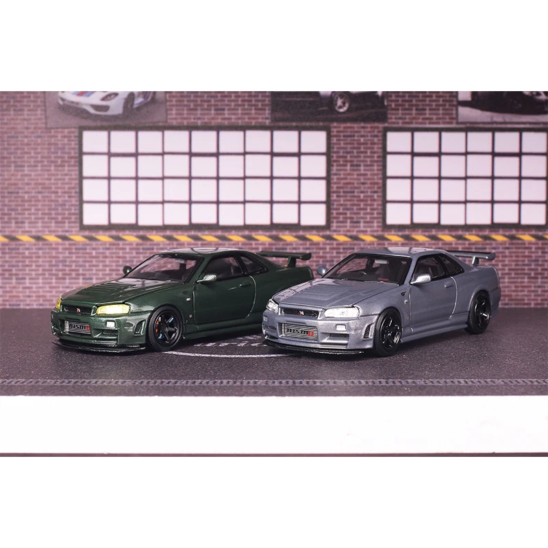MH متوفر 1:64 SKYLINE GTR R34 Z TUNE CRS VER غطاء محرك السيارة المفتوح Diecast Diorama مجموعة نماذج ألعاب مصغرة MOTORHELIX