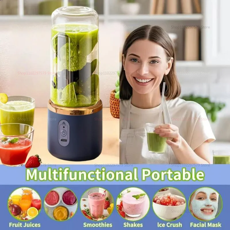 6 Blades Portable Blender 2Cups For Travel Portable Electric Juicer Mixer Usb Charge Fresh Fruit Juice Personal Blender Smoothie