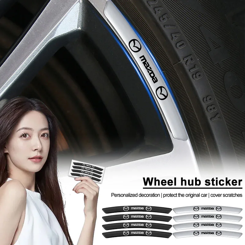4Pcs Aluminum Car Badge Emblem Wheel Hub Rims Decor 3D Stickers For Mazda 2 3 6 CX-3 CX-5 CX-8 MX-30 MX-5 BT-50 ATENZA  R360