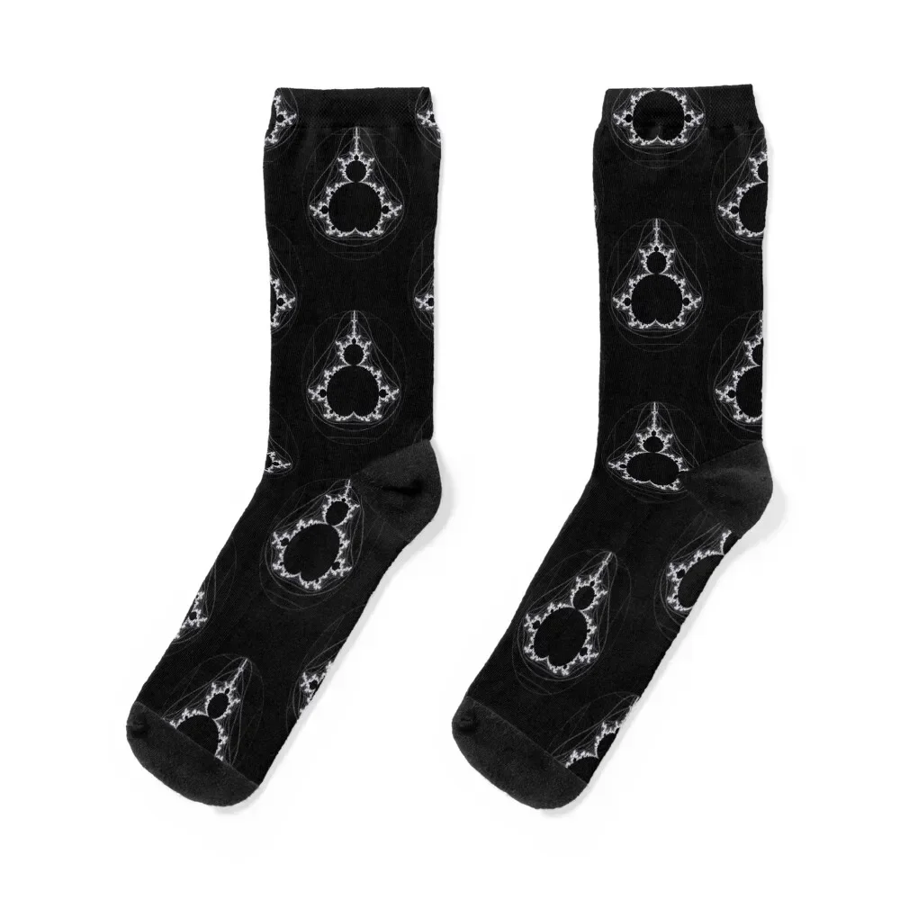 

White - Linear Mandelbrot Socks Running loose Socks Male Women's