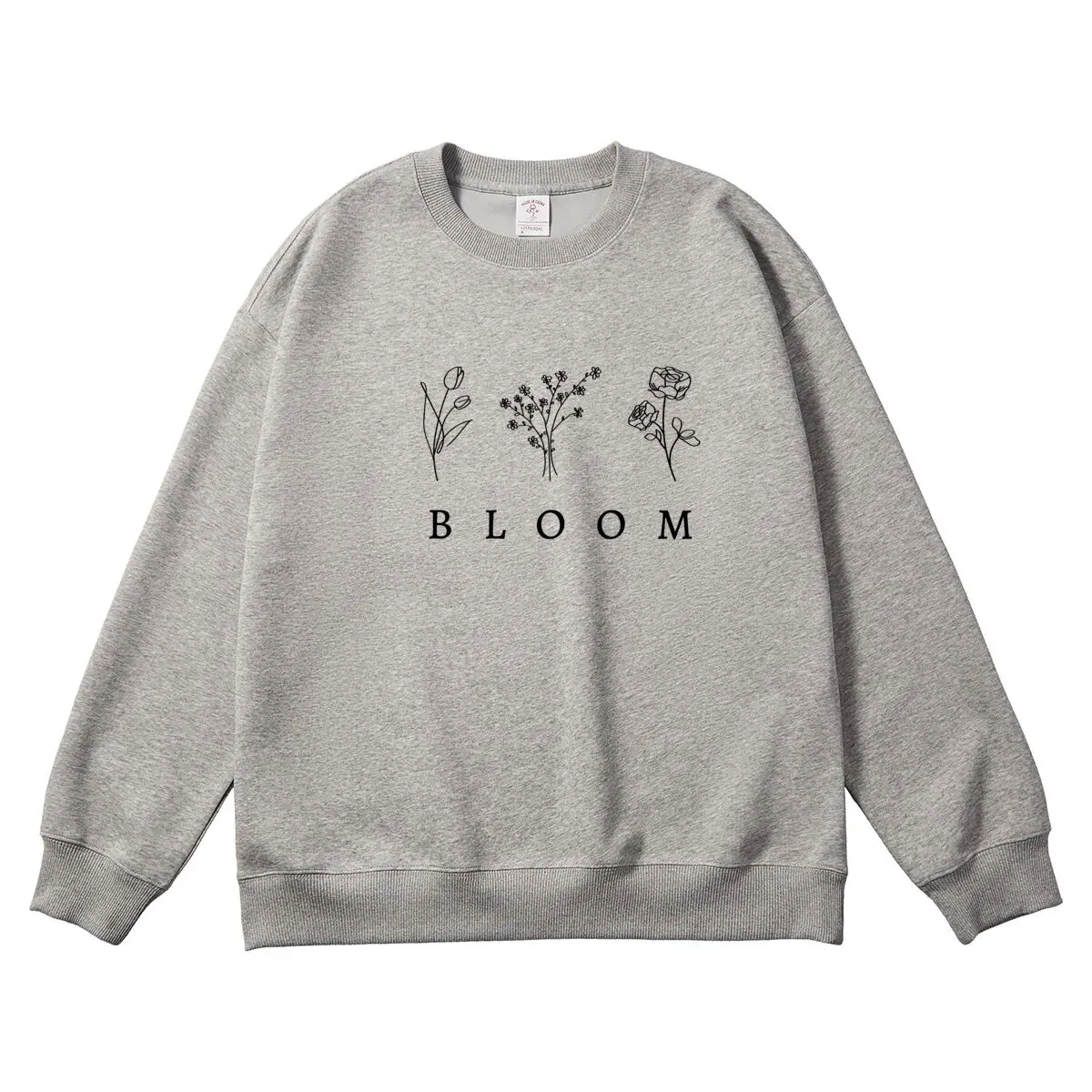 Oversized Women's Pullover Simple Flower Graphic Woman Tops Round Neck Long Sleeve Female Sweatshirt Autumn Winter Clothes