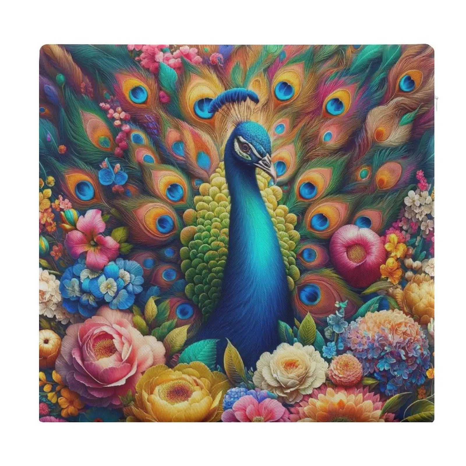 Peacock Flower Seat Cushion Slow Rebound Memory Foam Polyurethane Core Chair Pad Car Bench Sofa Floor Office Restaurant Decor