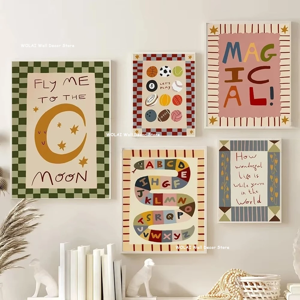 Snake Alphabet Learning Canvas Print Nursery Toddler Bedroom Poster Magical Colourful Wall Art Cute Kid's Play Room Home Decor