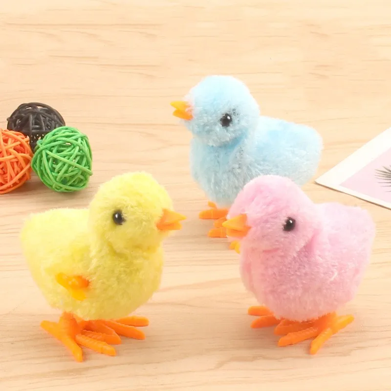 1PC Chick Wind Up Toys Chick Cute Plush Simulation Educational Jumping Walking Chicken Clockwork Toy For Kids Playing Toy