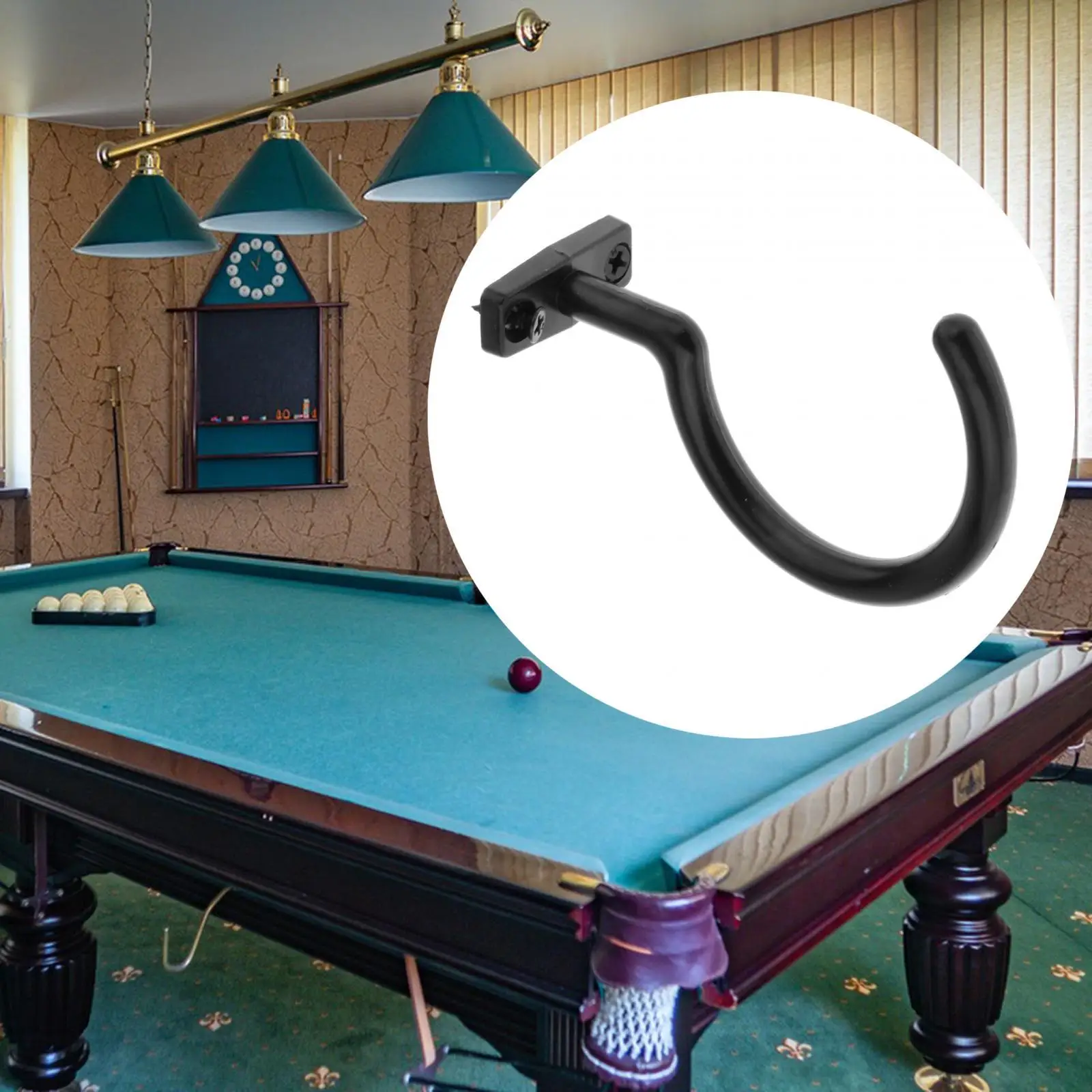 Black Snooker Billiard Table Board Cue Hook, Bridge Rod and Ball Rack Hooks,