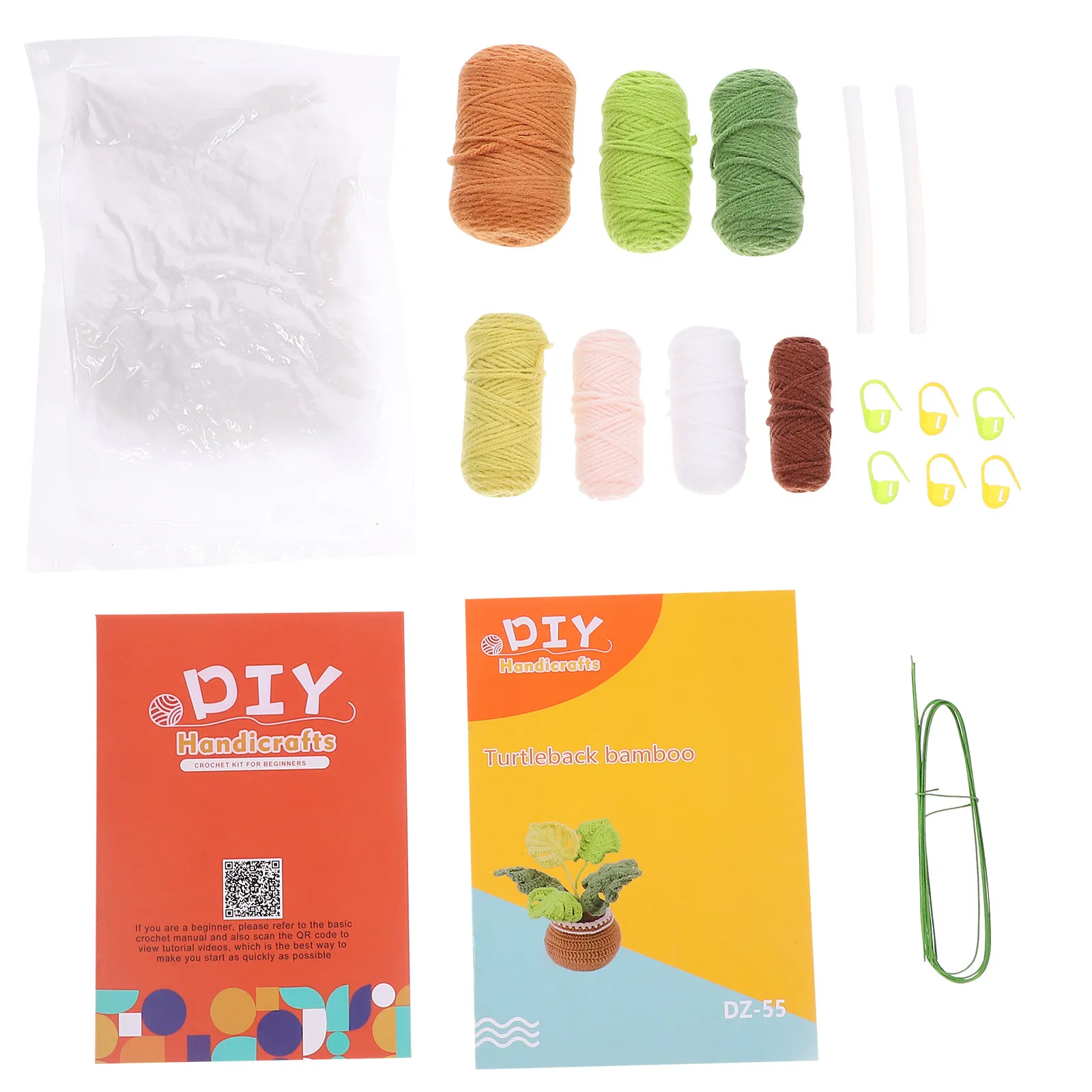 1Set Handcrafted Design Crochet Plant Ornament Kit with All Materials for DIY Knitted Potted Decor Desktop Living