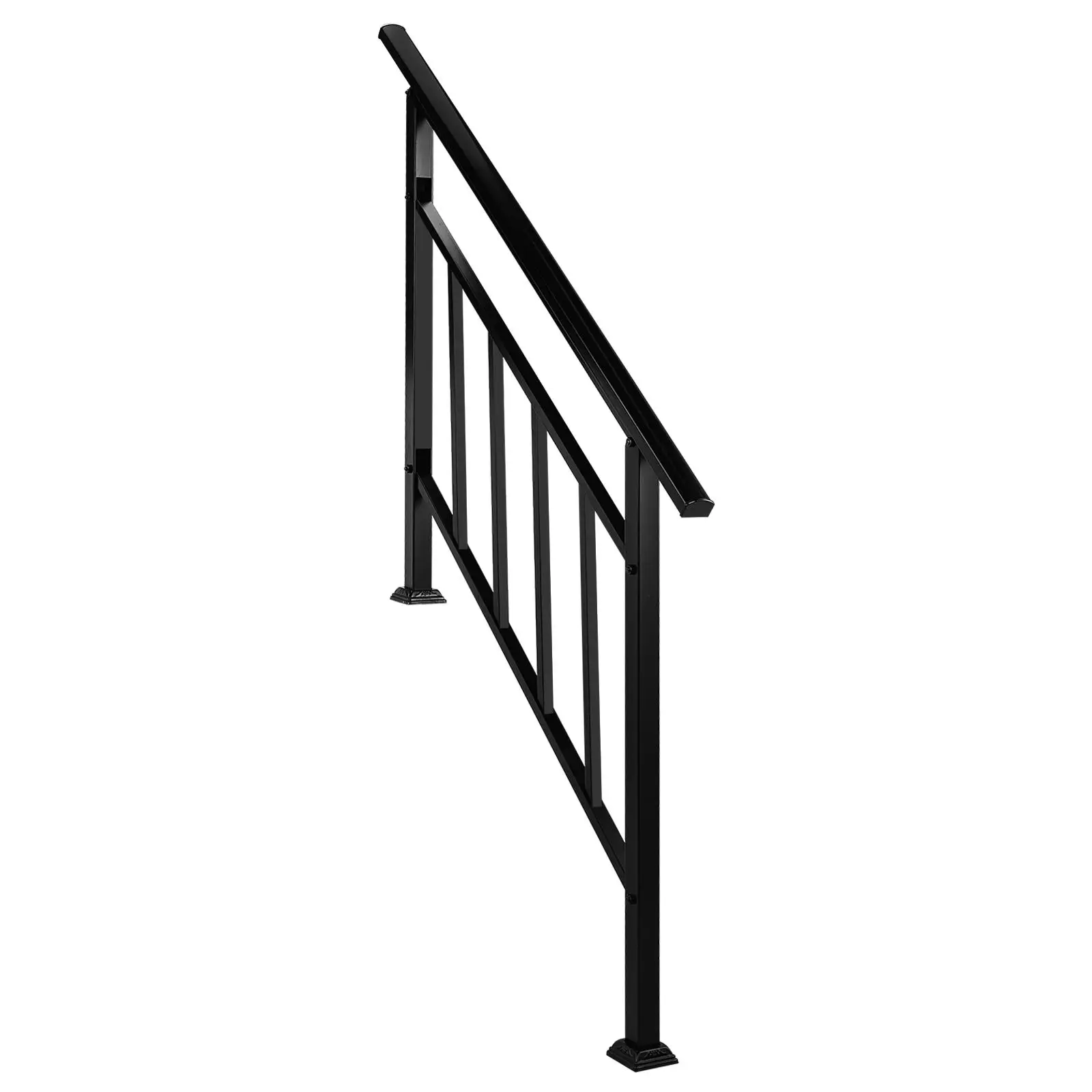 Artisasset Matte Black 3-Level Iron Handrail for Outdoor Use - Stylish & Durable Railing Solution