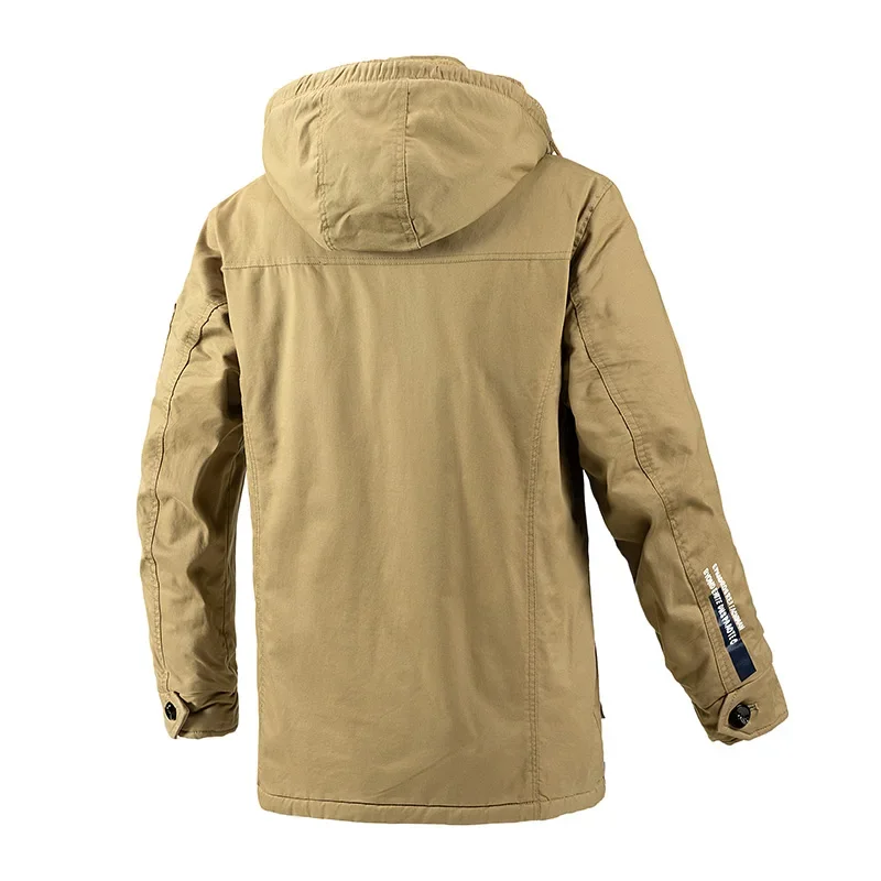 2024 Winter Parka Männer Fleece Dicke Warme Mit Kapuze Militär Jacke Männlichen Vintage Taktische Herbst Fashion Solid Khaki Feld Winddicht