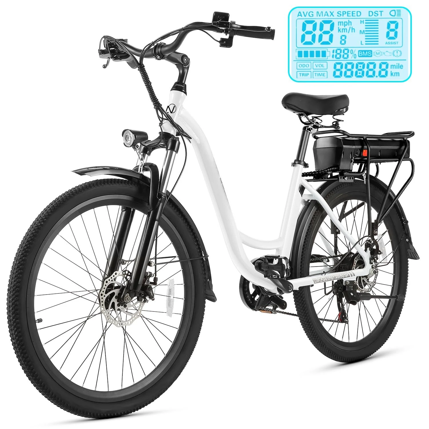 

Electric Bike for Adults, 48V 500Wh EBike, UP to 60 Miles, Removable Battery, Fast-Charge, 26" Commuter Electric, Customized