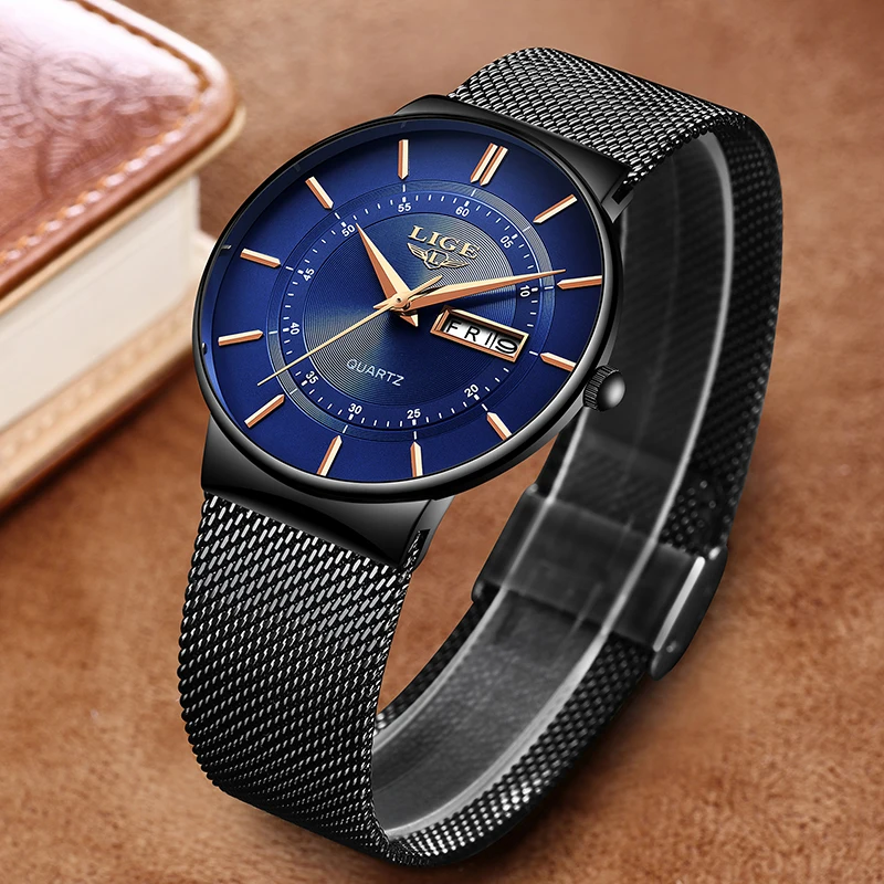 

LIGE лучший бренд класса люкс мужские часы модные повседневные спортивные водонепроницаемые кварцевые часы для мужчин наручные часы с дисплеем недели даты классические часы