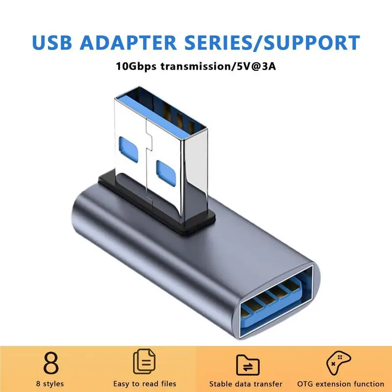 Adaptador de ángulo recto A90 grados, adaptador de curva lateral de 10Gbps hacia arriba, tipo C, extensor de teléfono macho a hembra