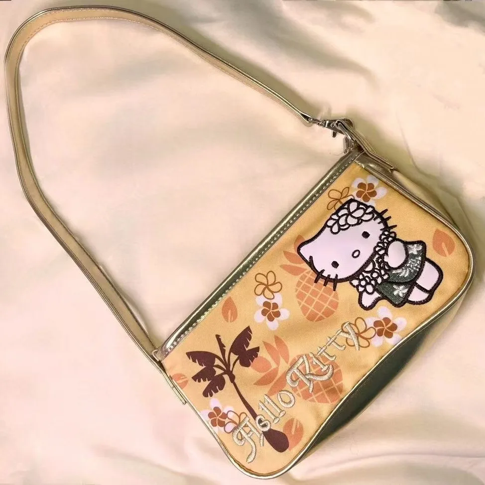 

Kawaii Sanrio аниме периферийные устройства с вышивкой Hello Kitty Girl универсальные сумки-тоут подмышками для прогулок через плечо сумка на плечо под мышками