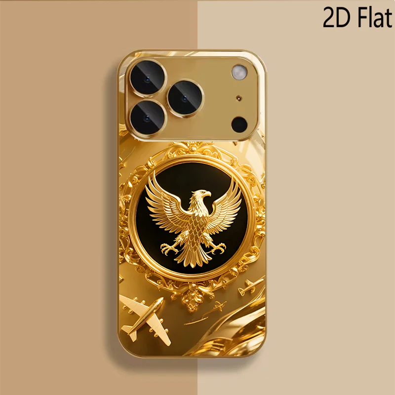Golden Wing Patterned tempered glass design for iPhone16 17 Pro Max 15 14 13 12 11 ProMax Phone Case Camera Cover Shockproof H view 5