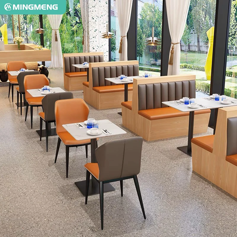 Commercial Restaurant Furniture Booth Light Luxury PU Booth Cafe Sofa Seating Table And Chairs Set