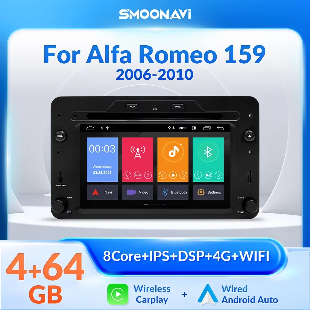 AI Voice Wireless Carplay Android 12 Car DVD Player For Alfa Romeo Spider Brera 159 Sportwagon 2006 Radio 4G Wifi GPS Navigation