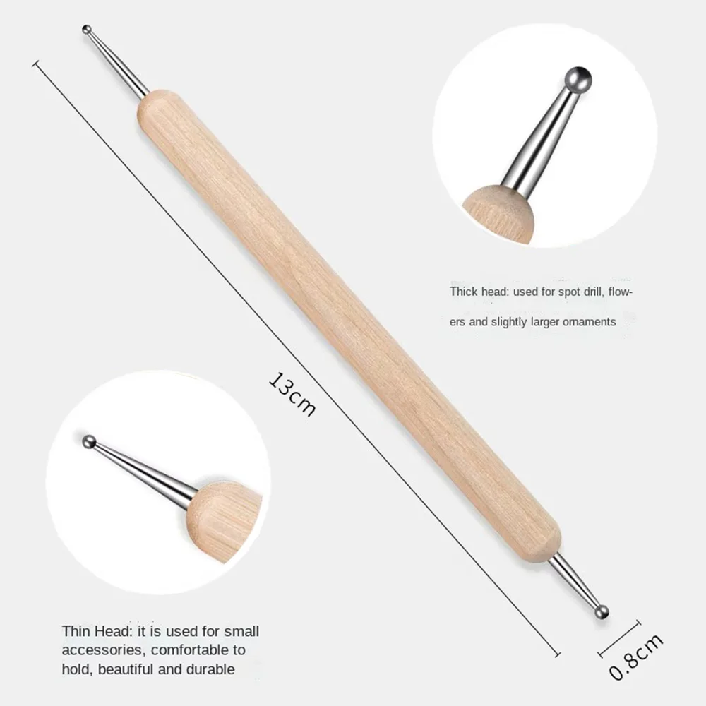 5 قطعة المهنية 2-Way مسمار الفن التنقيط القلم ، الخشب الصلب DIY التنقيط أقلام ، الراين جوهرة المنتقى أدوات مانيكير LK-AA231 #6