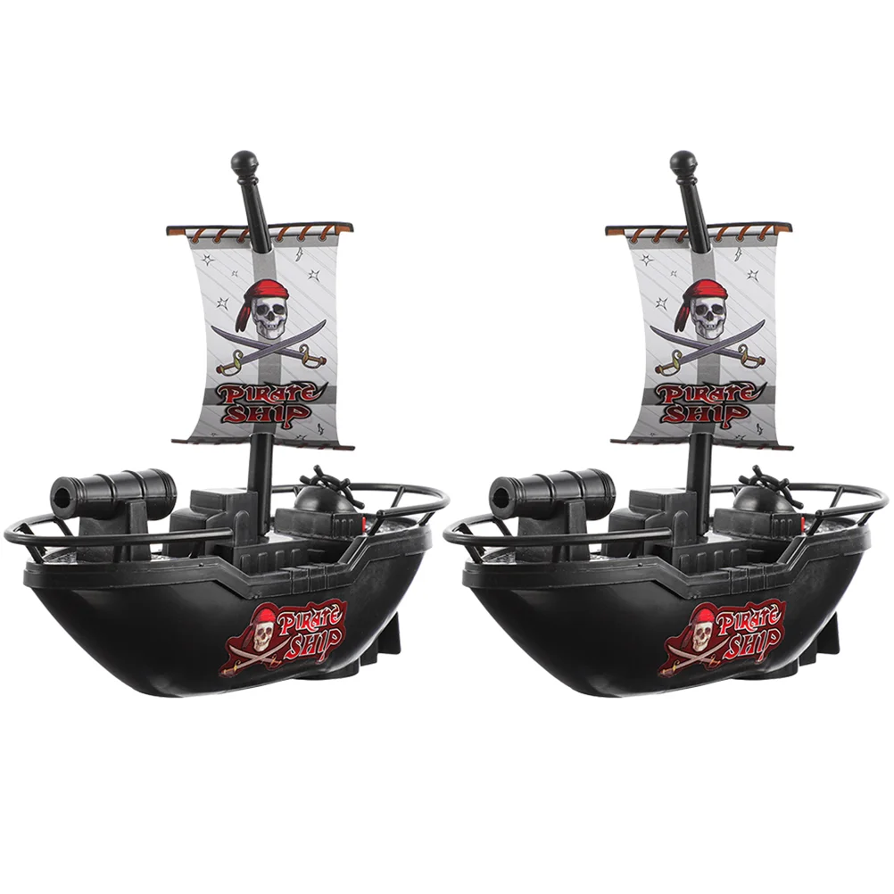 2 Pcs Beach Toys Boat Floating Bath Pirate Ship Taste Infant Shower Children Swimming Boats Pool Black Time Baby