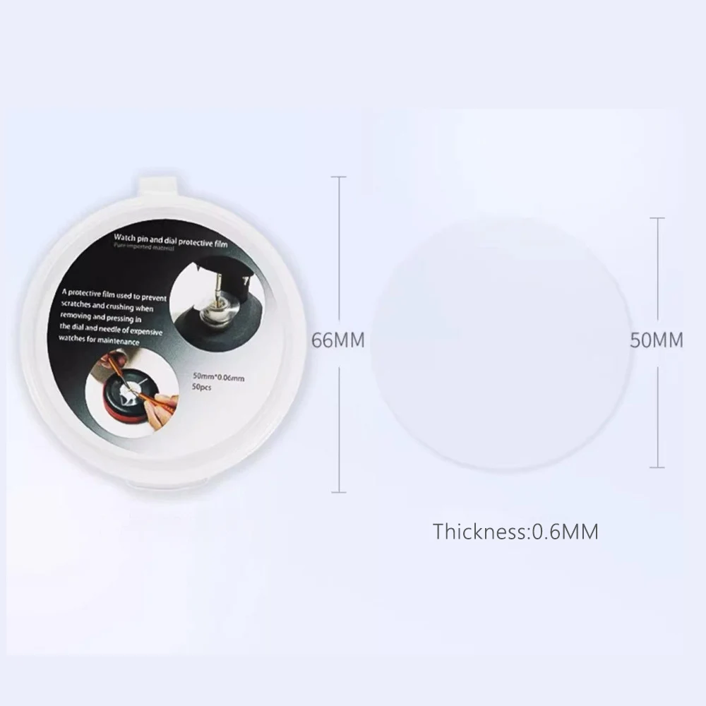 Watch Dial Protector Pad 50mm Plastic Anti-Scratch Film Pointer Removal Guard Shield Tool for Watchmaker Repair 50Pcs Accessorie
