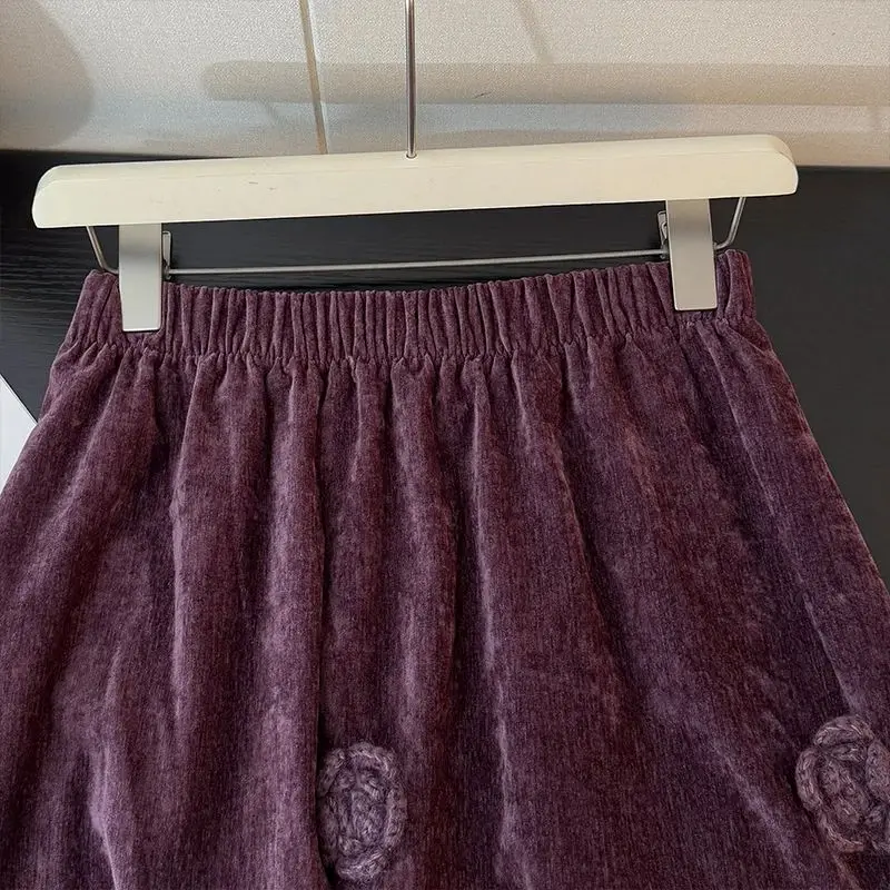 Jupe coréenne taille haute f, décoration florale, loisirs, coupe propre, Version H pour femmes d'âge moyen, marche Ci d'hiver