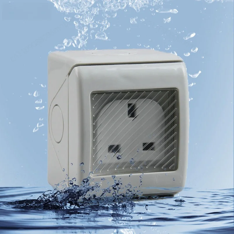 One British British Standard Waterproof Socket British Wall Waterproof Socket
