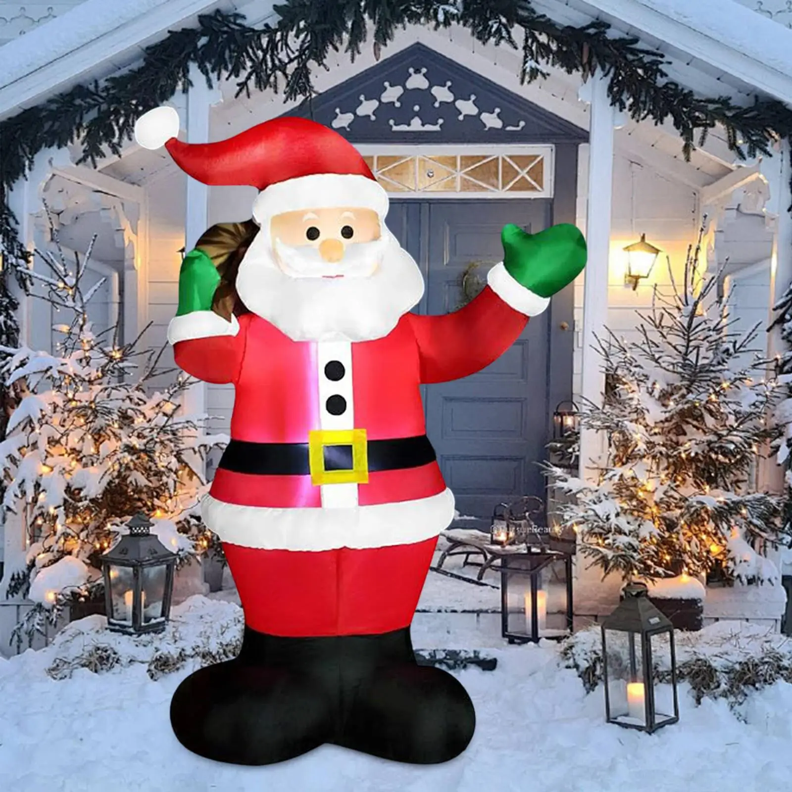 

6-футовая рождественская надувная светящаяся игрушка Санта-Клауса, большое украшение для двора, рождественские надувные игрушки с подсветкой для отдыха на открытом воздухе