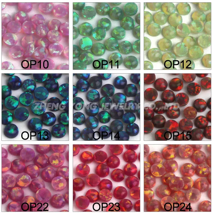 1 Piece for Each Color, Mix Color, 3mm to 7mm, Synthetic Opal Round Cabochon Cut Beads for Jewelry Making