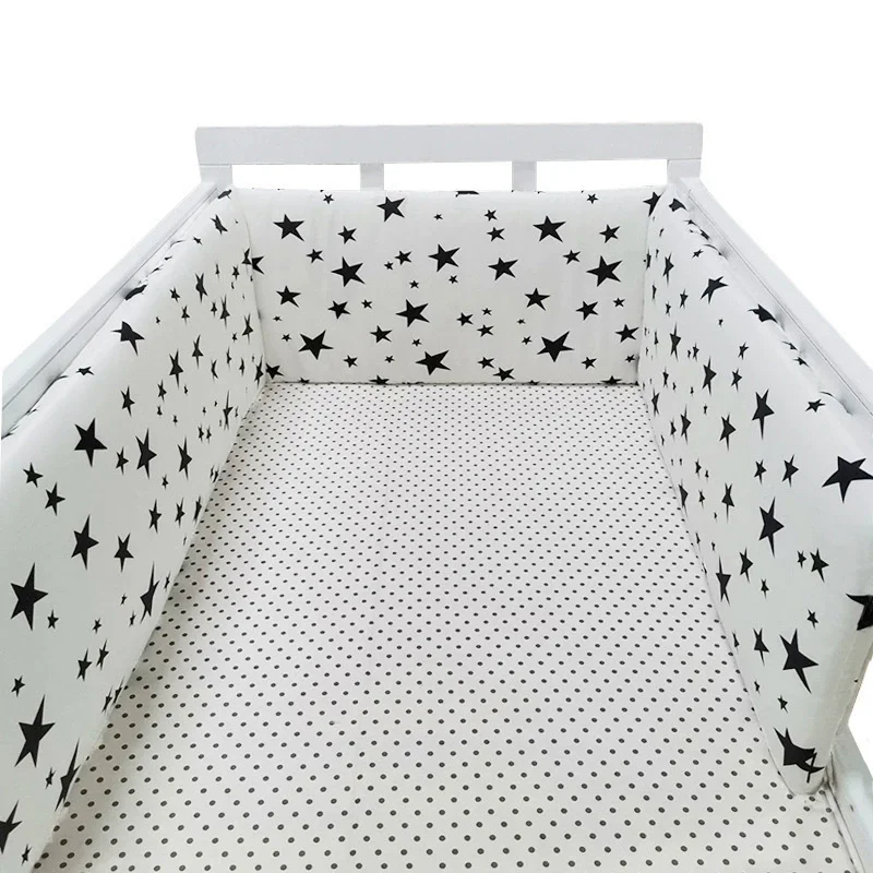 Nordic Sterren Babybed Dikker Bumpers Rits Ontwerp Een stuk Wieg Rond Kussen Cot Protector Kussens 200*30 CM