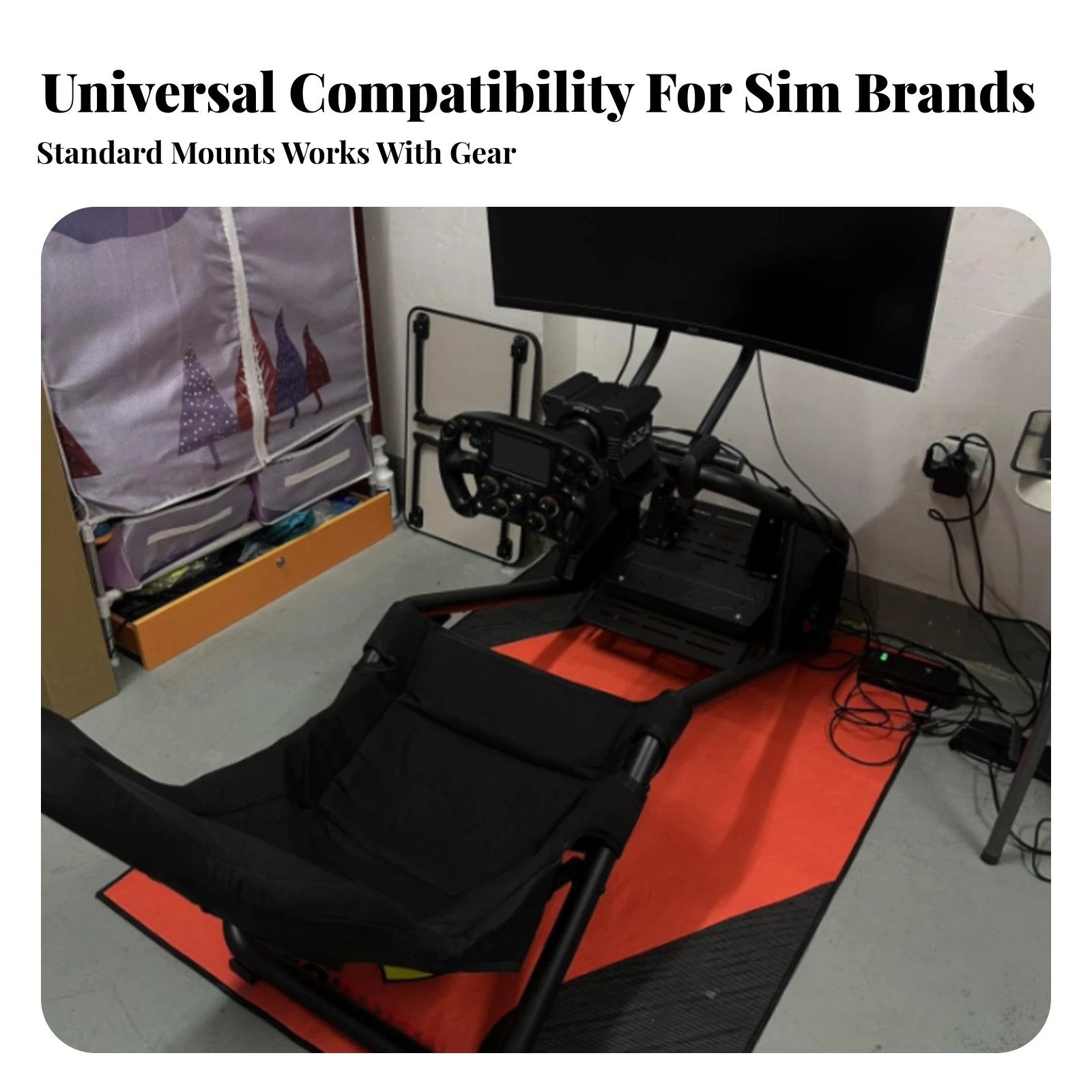 Racing Simulator Cockpit with Seat Universal Compatibility Racing Simulator Cockpit Driving Wheel Stand Ergonomic Furniture