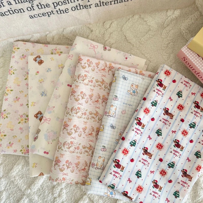 

Pure Cotton Printed Fabric Cartoon Animal Rabbit Cloth for DIY Sewing Parent-child,Adult Home Clothing Handmade Bags,Suitcases