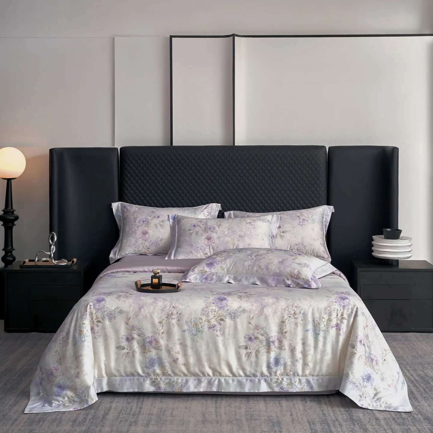 

Flowers Pattern Luxury Bedding Set 600TC Lyocell Cotton Jacquard Soft Silky Duvet Cover Flat/Fitted Bed Sheet Pillowcases 4Pcs