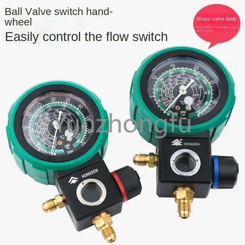 M480 Pressure Gauge R22r410a Air Conditioning Refrigerant Fluorination Meter Snow Single Table Valve Ball Valve Filling Meter