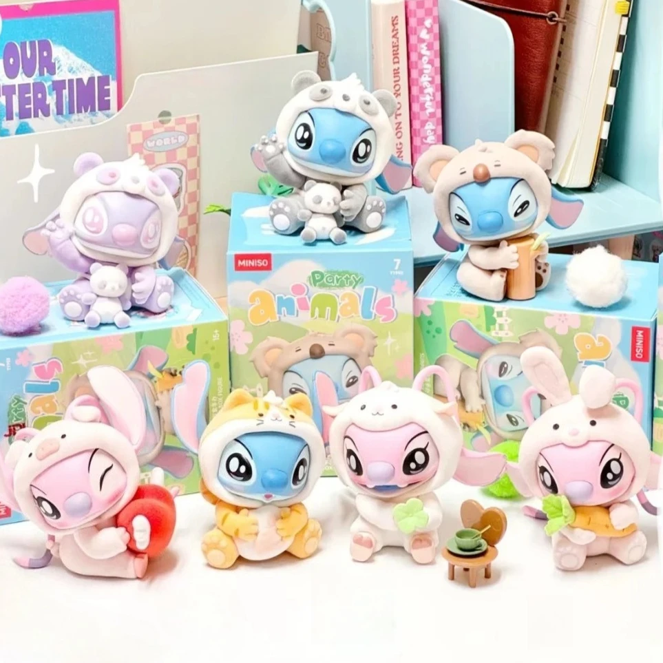 

Stitch Animals Party Series Blind Box Mystery Box Cute Action Figures Collectible Model Desktop Ornament Birthday Gifts Toys