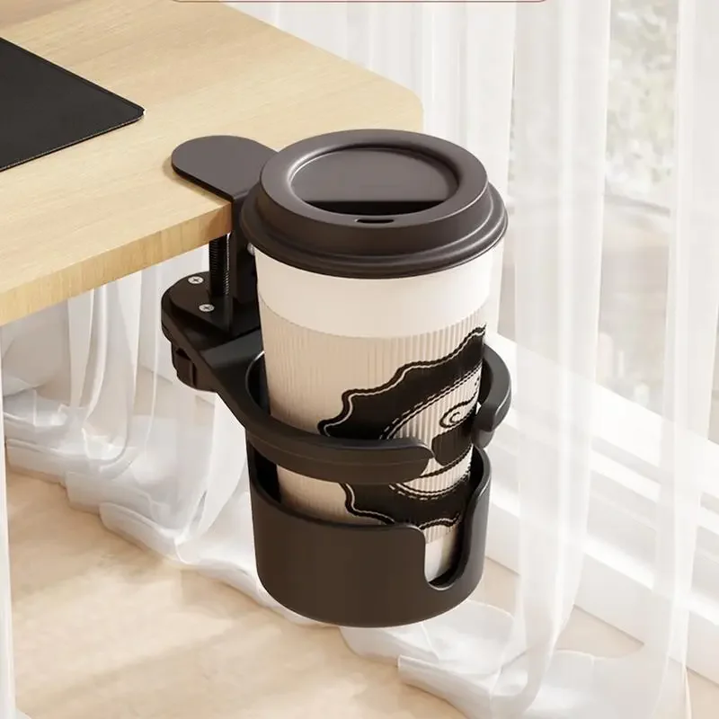 Under-Desk Cup Holder 360 Degree Rotating Anti-Spill Sturdy Adjustable Clip Table Edge Clamp Anti-Fall Cup Holder