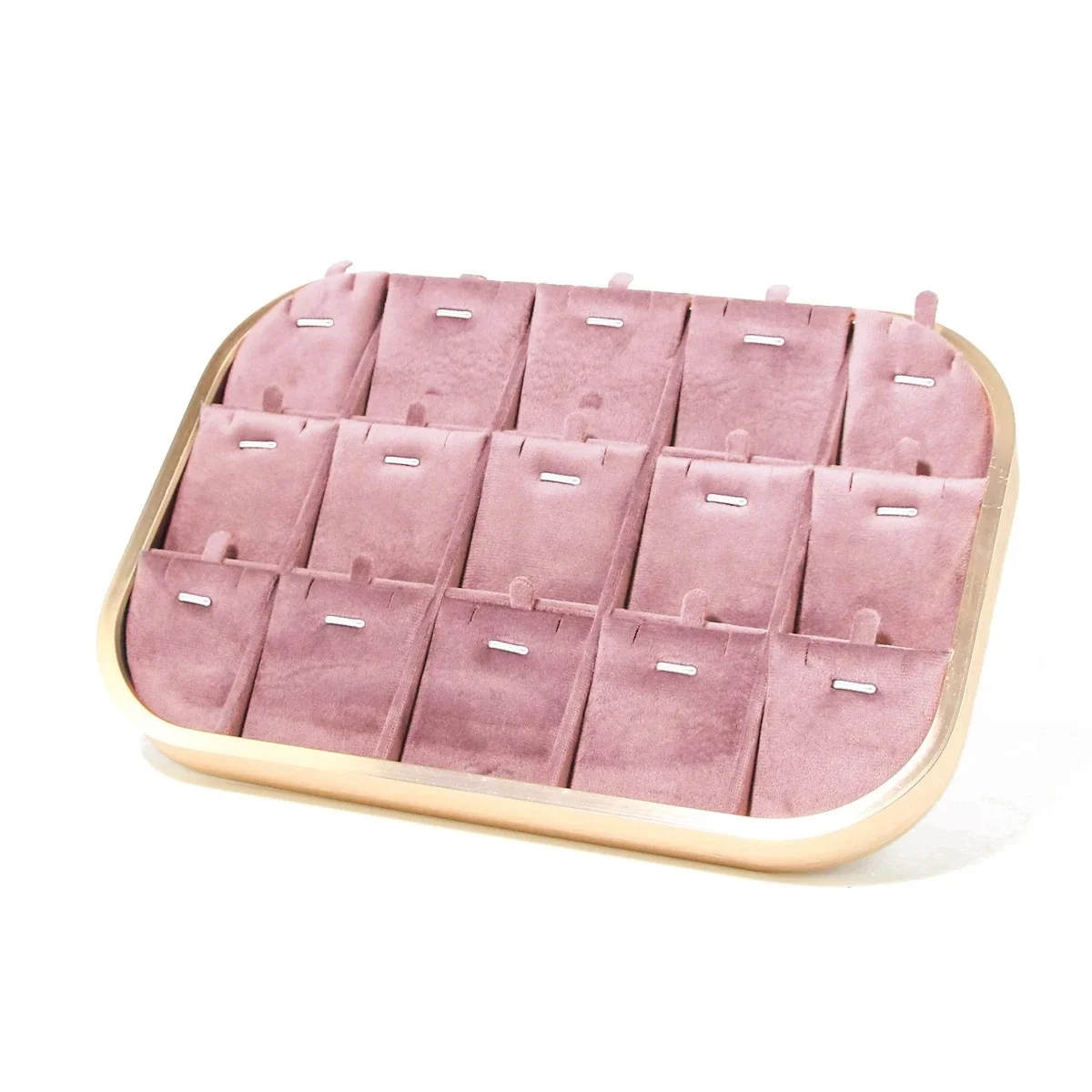 Pink Velvet Jewelry Tray with High-Grade Metal Edge SUFiber Interior for Necklace Ring Pendant Bracelet Storage and Display