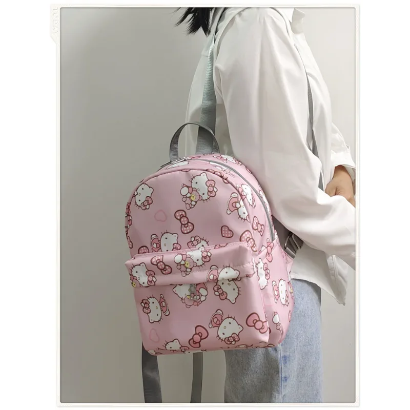 Sanrio tas sekolah Hello Kitty, ransel lucu kapasitas besar kasual dan ringan tahan air tahan noda