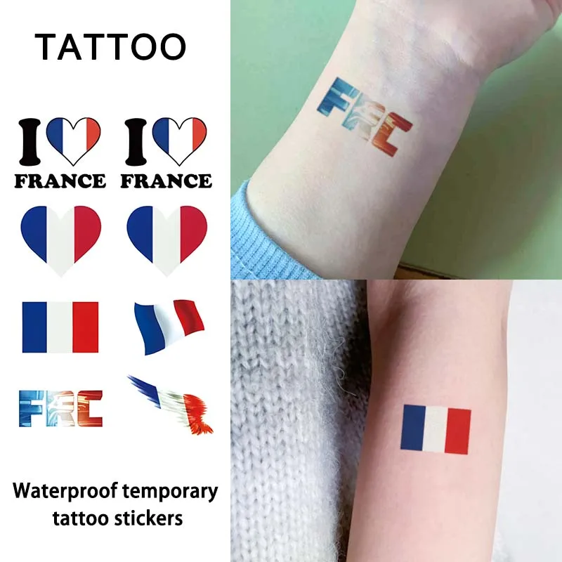 

French Flag Temporary Tattoo Sticker, Long-lasting Waterproof, Realistic Non-reflective Fake Tattoo, for Men and Women